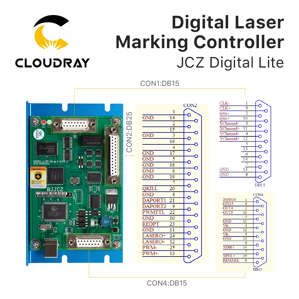 Cloudray Co2 Laser Marking Controller JCZ LMC-DIGIT-LV4 Marking Board BJJCZ EzCad for 10.6um Co2 Marking Laser Tube RF Tube