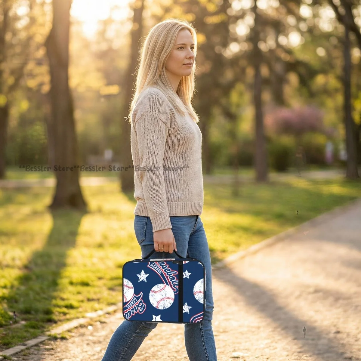 Bible Cover Carrying Book Case Church Bag Baseball Stars Bible Protective with Handle Zipper Pocket Tablet Handbag view 6