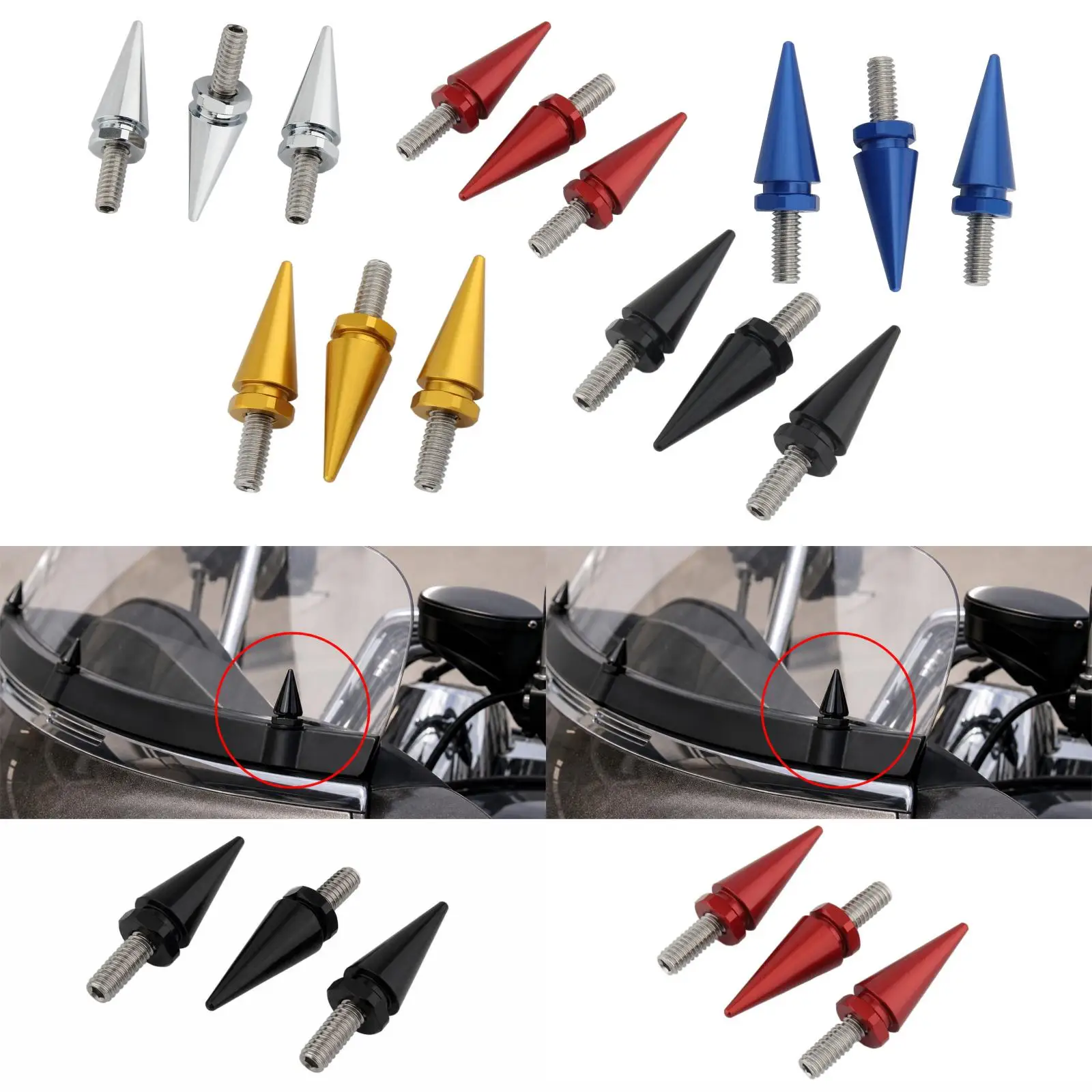 Motorcycle Windshield Screws Stainless Steel Spike Bolts Rust Resistant Replacement Fastener Kit for Ultra Limited