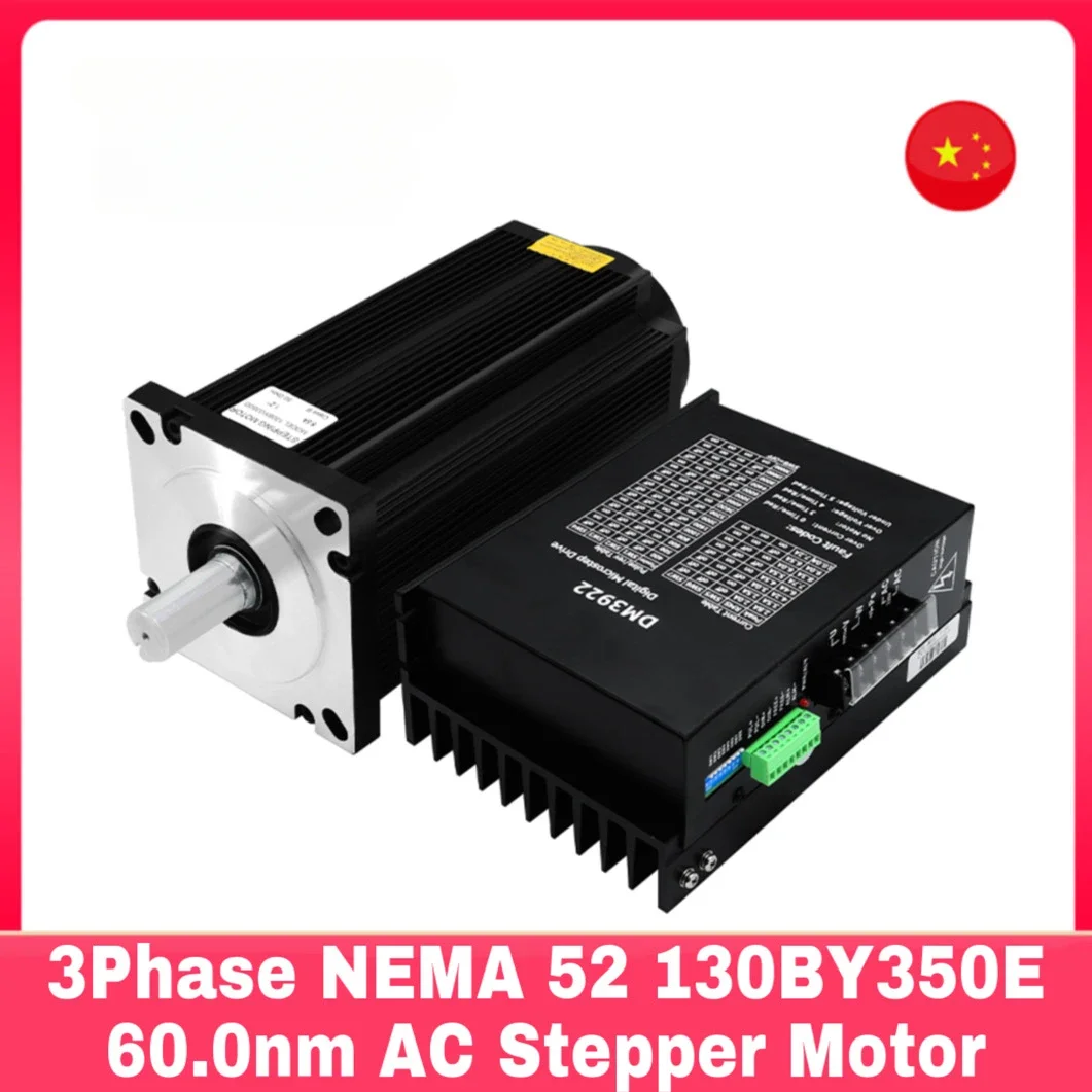 

3Phase NEMA 52 130mm 60N.m AC Stepper Motor CNC Stepper Motor 130BY350E 1.2 Degree With Driver AC 110-240V DM3922 For CNC