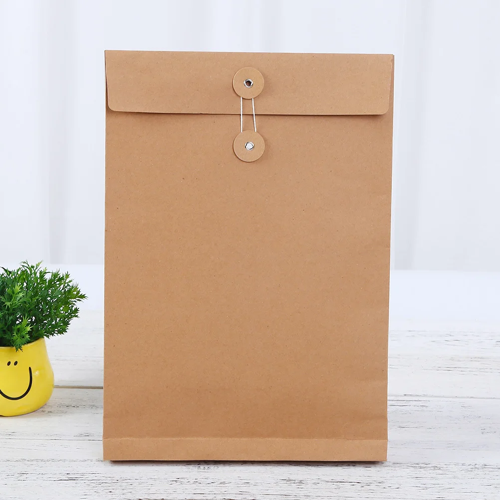 

6Pcs Light Brown A4 File Bag Square Bottom Heavy Duty Document Carrier Portable Organizer Pouch for Office School Business