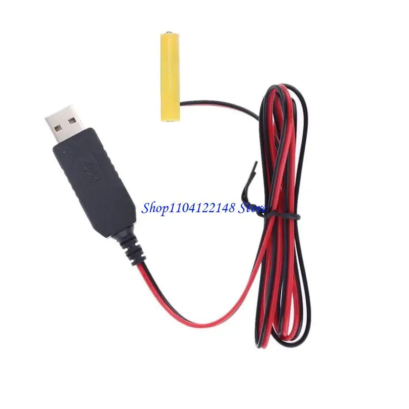 

P9FA AAA Battery Eliminators USB Power Supply Cable Replace 1x 1.5V AAA Battery for Electric Toy Clock LED Light Clocks