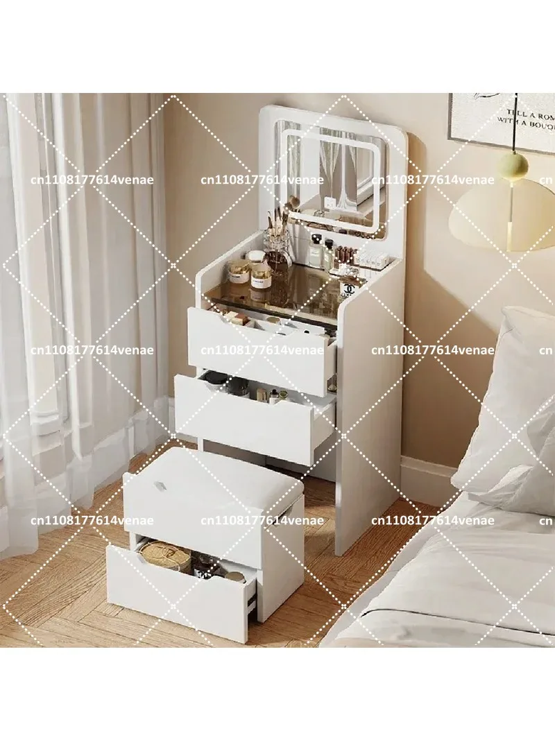 Princess Flip Dressing Table with Storage Cabinet, Modern Small Space Vanity Desk for Bedroom, Compact Makeup Table