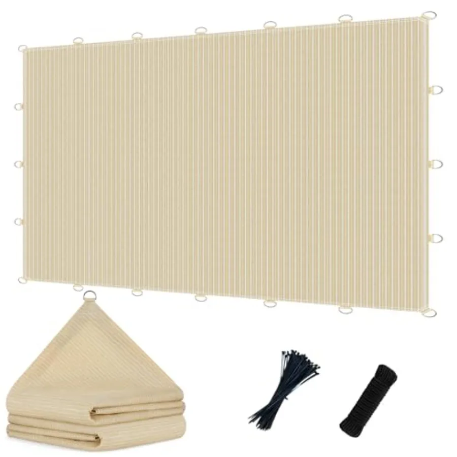 

POYEE 90% Sun Shade Cloth with Reinforced Corner Webbing and D-Rings Pergola Shade Cover Breathable 200GSM HDPE Fabric for Pati