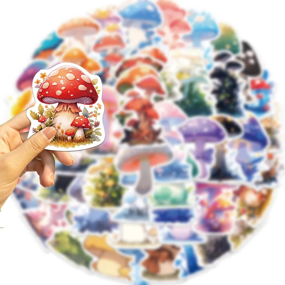 10/30/50PCS New Cartoon Colorful Mushroom Stickers Bags Mobile Phone Laptop Bicycle DIY WaterCup Decorative Skateboard Wholesale