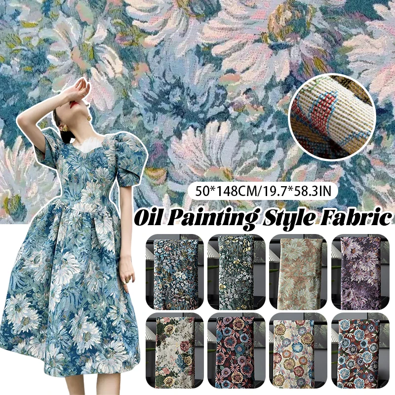 0.5*1.48M Vintage Yarn-Dyed Jacquard Cloth Floral Patterned Fabric DIY Handmade for Dress Suits Handcrafts Patchwork