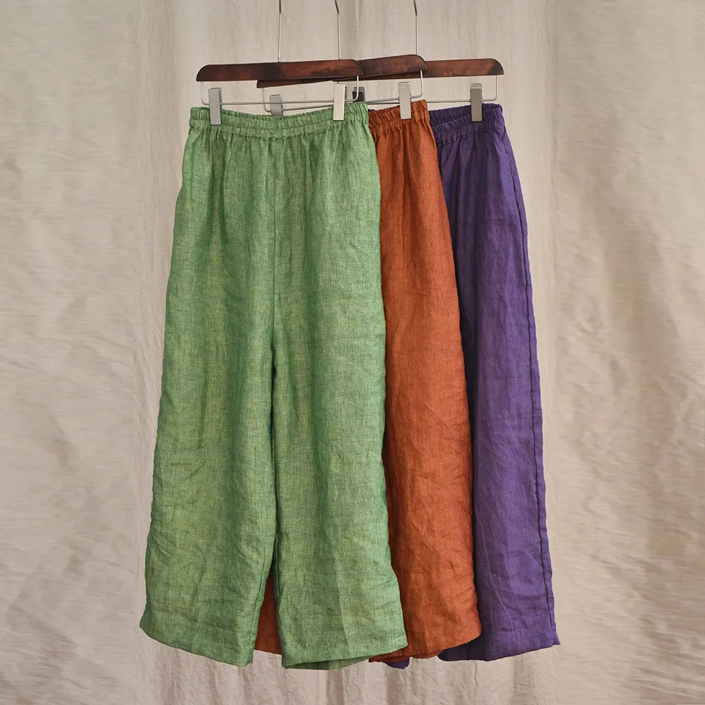 

Loose Wide Leg Pants Summer Autumn Sle Color Woven Linen Dra Feel Casual Comfortable Women's Loose Fit Trousers