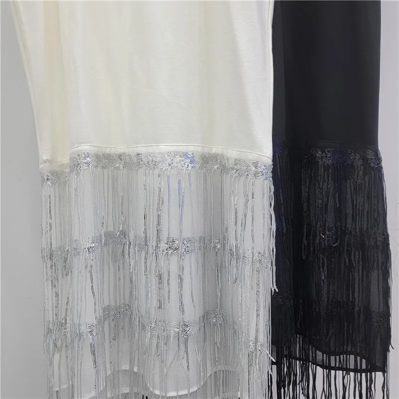 HKSH 春夏新作 レディース ワンピース Oネック 半袖 立体フリル スパンコール タッセル シック オーバーサイズ ワンピース HK16777