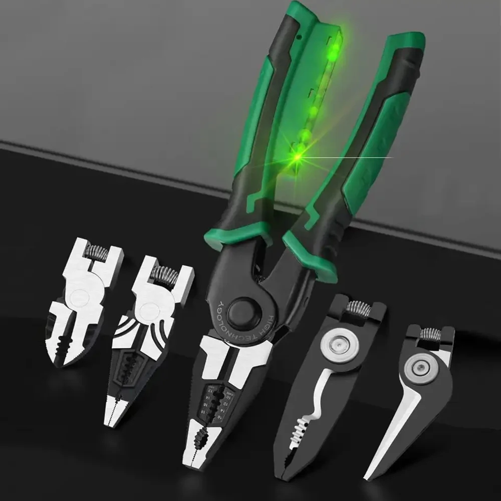 Multifunctional Foldable Wire Stripper Crimper Cable Cutter Pliers Electrician Cable Cutting Wiring Pulling Stripping Tools