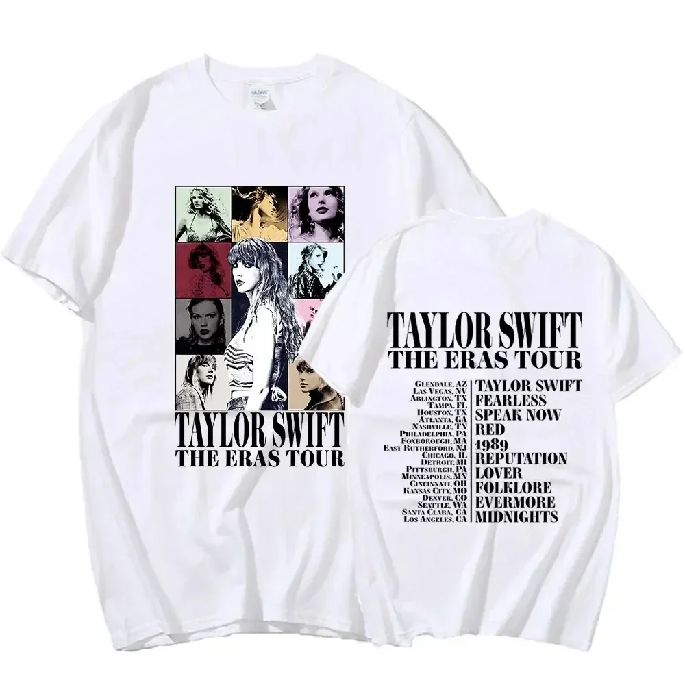 2024 Taylor The Eras Tour World Tour Shirt Women\'s Aesthetic Short Sleeve Cotton T-Shirt Fashion Harajuku Oversized T-Shirt Top