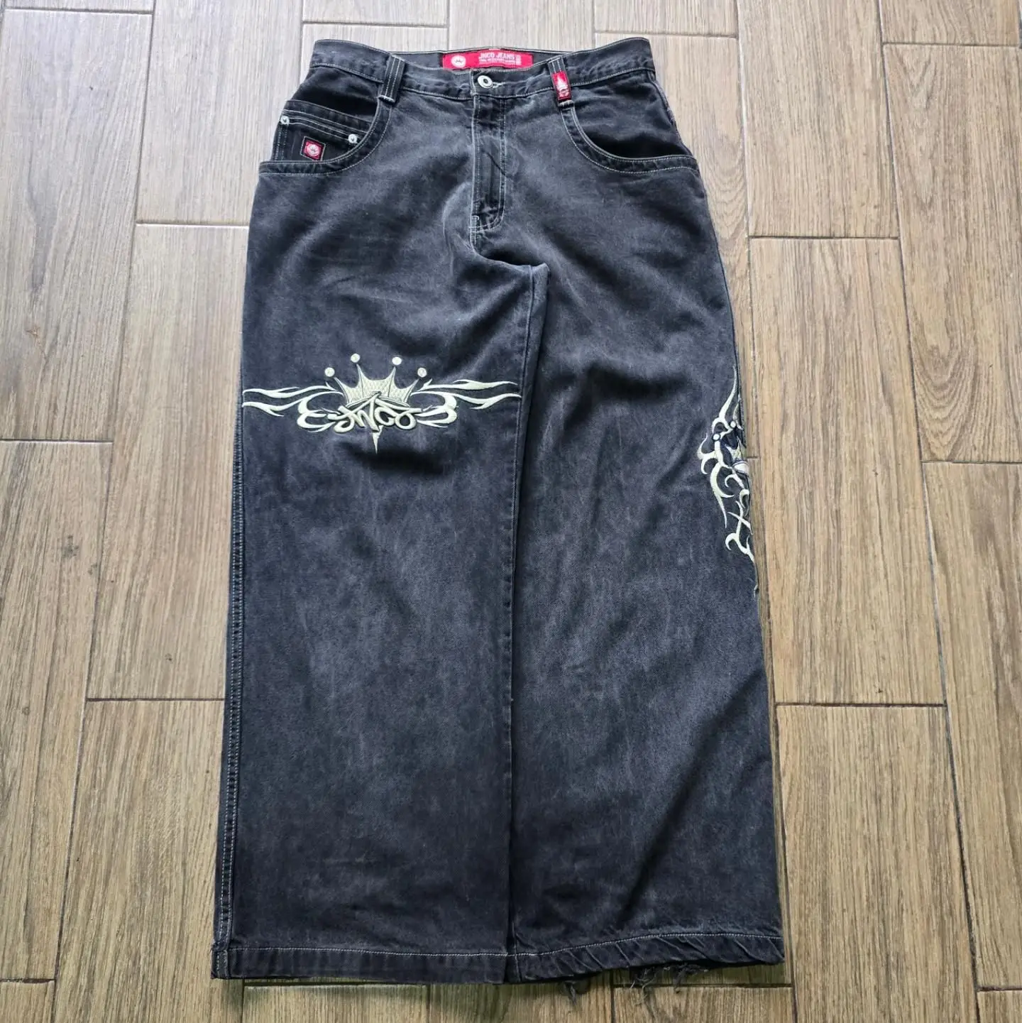 

JNCO crown embroidered pattern high quality y2k baggy jeans vintage hip hop streetwear casual men women harajuku wide leg jeans