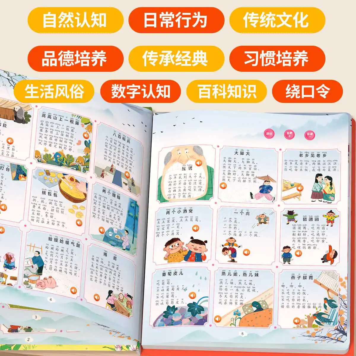 Preschool Chinese Classic Sound Book, Finger Reading Journey To The West & Romance of The Three Kingdoms Kids Educational