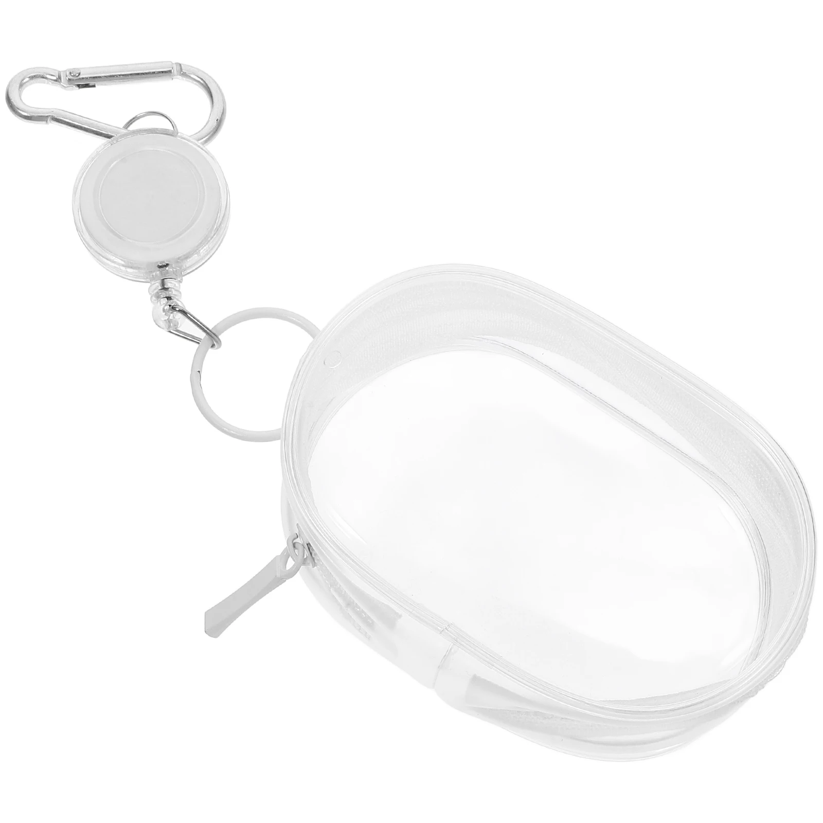 

Portable Phone Cable Earphone Usb Flash Disk Bag Holder White Oval PVC Hanging Bag Lightweight Keychain Storage