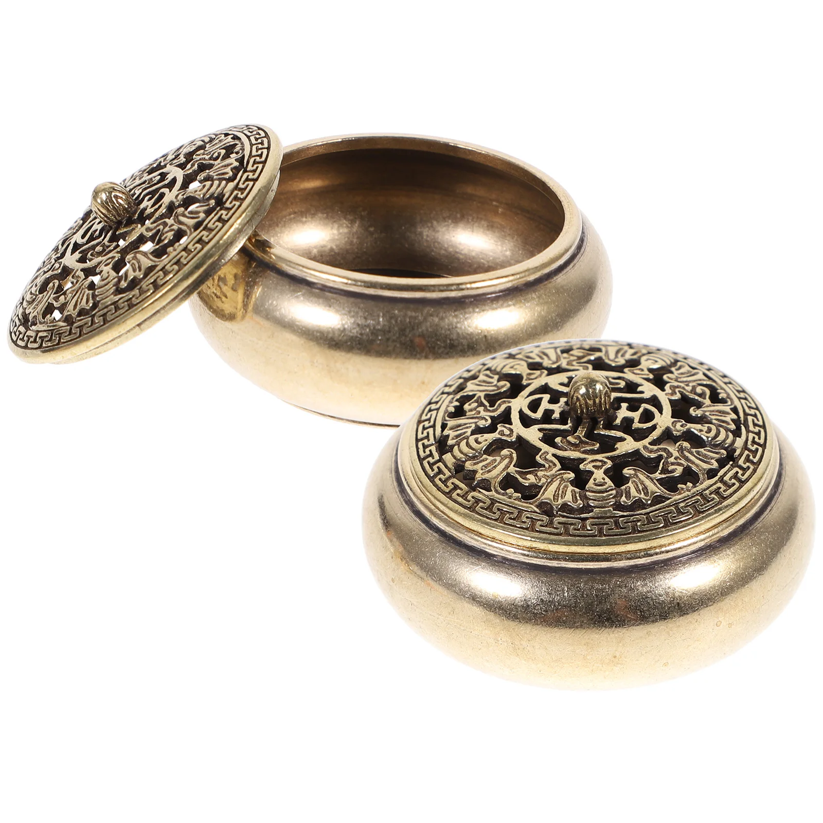 

2Pcs Mini Incense Burner Vintage Brass Censer Aroma Therapy Decorative Desktop Ornament Home Holder Incense Burner