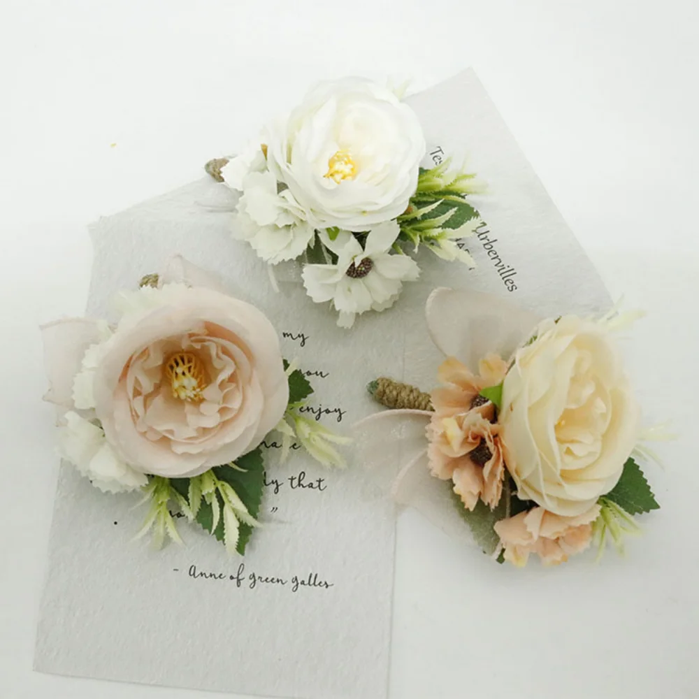 Boutonnière de mariage simple pour les invités, ensemble d'épingles, faux corsage de demoiselle d'honneur, accessoires de mariage faits à la main