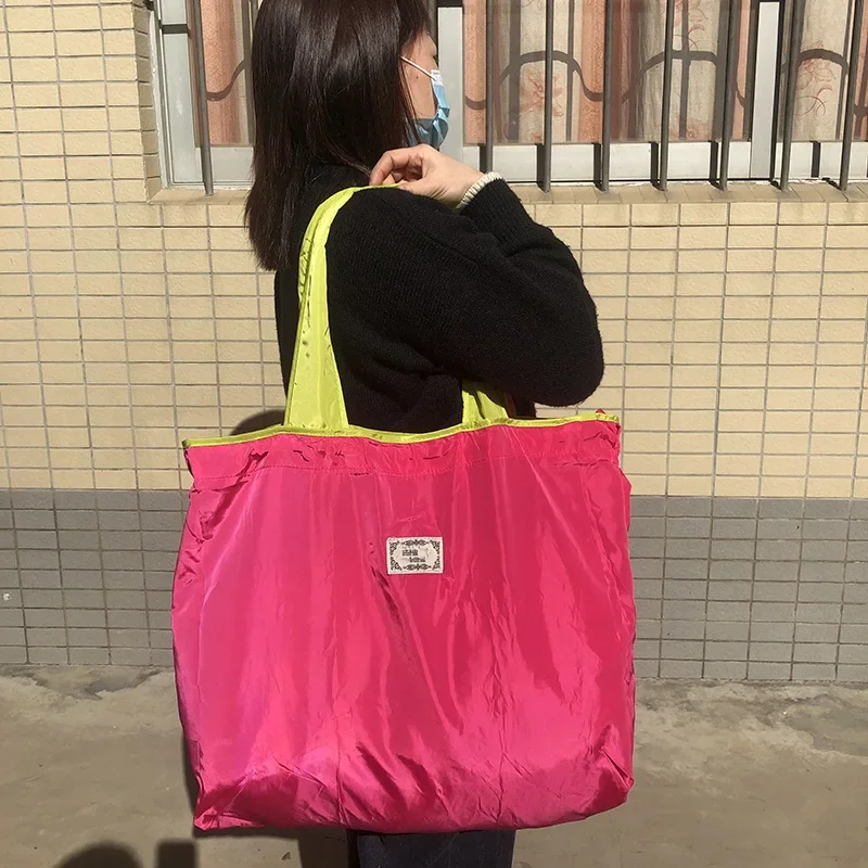 1PC Environmentally Friendly Shopping Bag, Foldable One Shoulder Carrying Bag, Portable Supermarket Grocery Bag