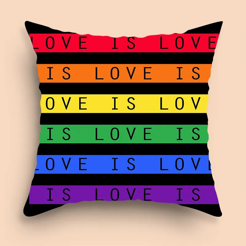 Valentine's day Rainbow Love Pillowcase Peach Skin Print Square Living Room Sofa  Bedroom Decoration Cushion Cover