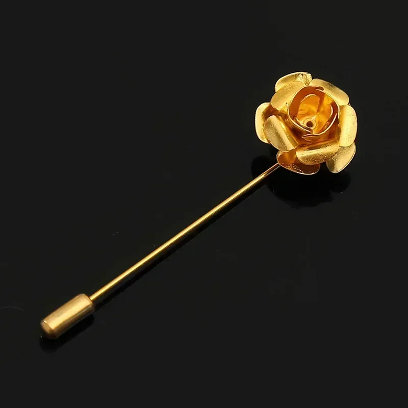 Flower Brooch Alloy Leaf Long Needle Lapel Pins Wedding Party Brooches for Women Men Fashion Jewelry