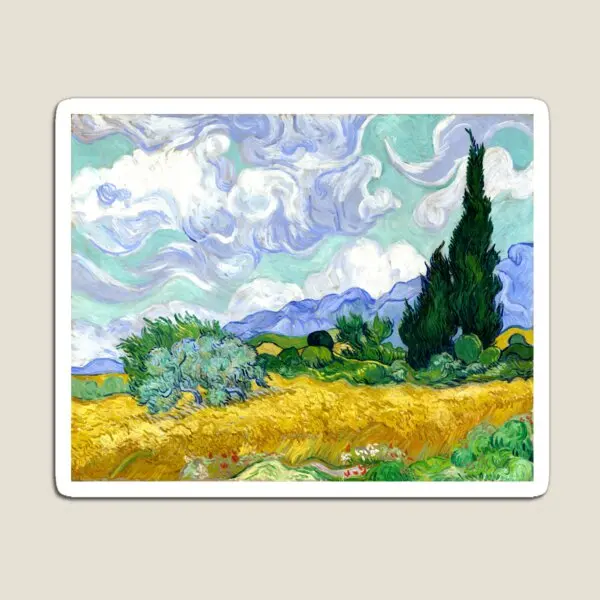 Wheat Field With Cypresses By Van Gogh  Magnet Colorful Funny Decor Magnetic for Fridge Organizer Stickers Holder Cute Toy Baby