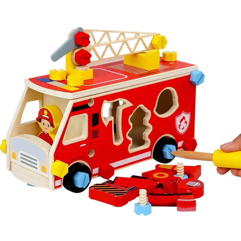 Wooden Toys Pretend Play Tools Construction Nut Screw Disassembly Assembly Toolbox  Educational Toys for Boy