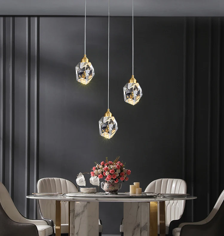 Light Luxury K9 Crystal Small Dhandelier Modern And Minimalist Restaurant Light Bar Counter Bedroom Bedside Long Line Light