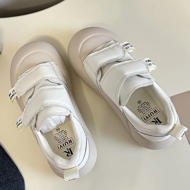 

2025 Ladies Korean-style Velcro Strap Shoes Vintage Chunky Loafers Shoes Female Low-top Shoes Leopard Skateboard Shoes for Women