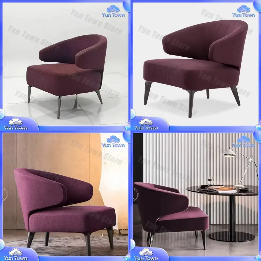For Nordic Modern Modular Velvet Fabric Living Room Chair Sofa Set Reclining Single Spherical Chair with Metal Legs Home