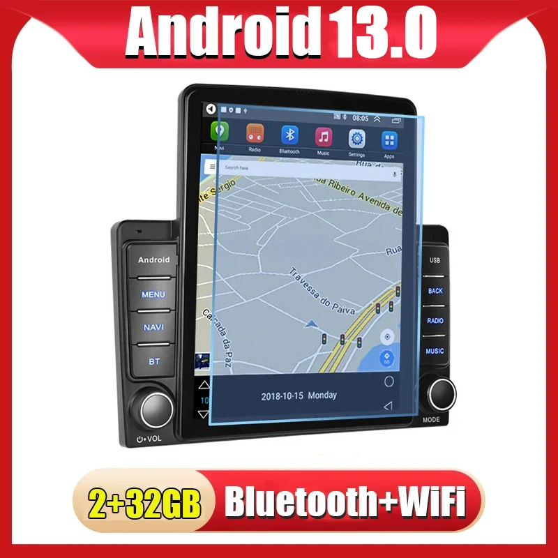 

9.7" 2Din HD 2.5D Vertical Screen Android 13 Car Stereo Radio GPS MP5 Wifi FM BT Touch Screen Multimedia Video Audio Player