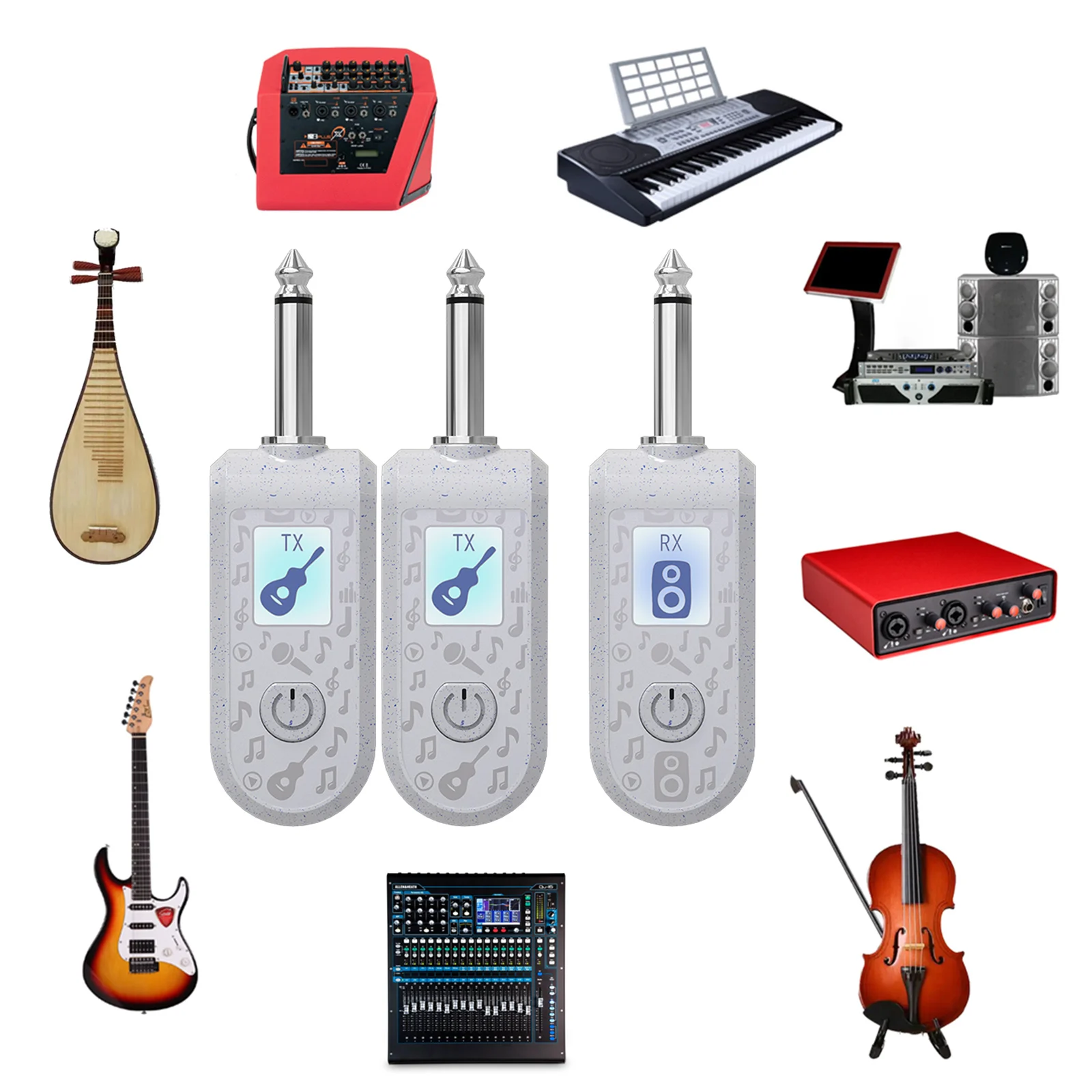 2.4G Wireless Guitar System with Precise Sound Wireless Guitar Audio Transmitter Receiver for Guitar Bass Electric Instruments