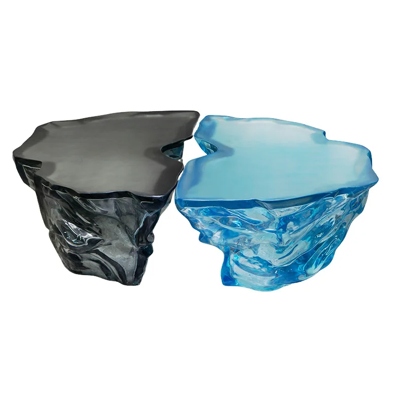 Transparent resin tea table Bar seat Imitation crystal coffee table Crafts tea table stool combination Soft furniture