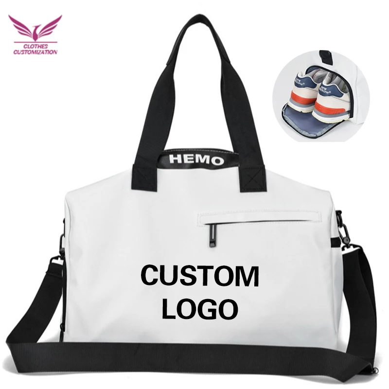 

Custom Men Dry Wet Separation Waterproof Swimming Bag print logo Sports Fitness Bag Large Capacity Hand Travel Bag DIY photo