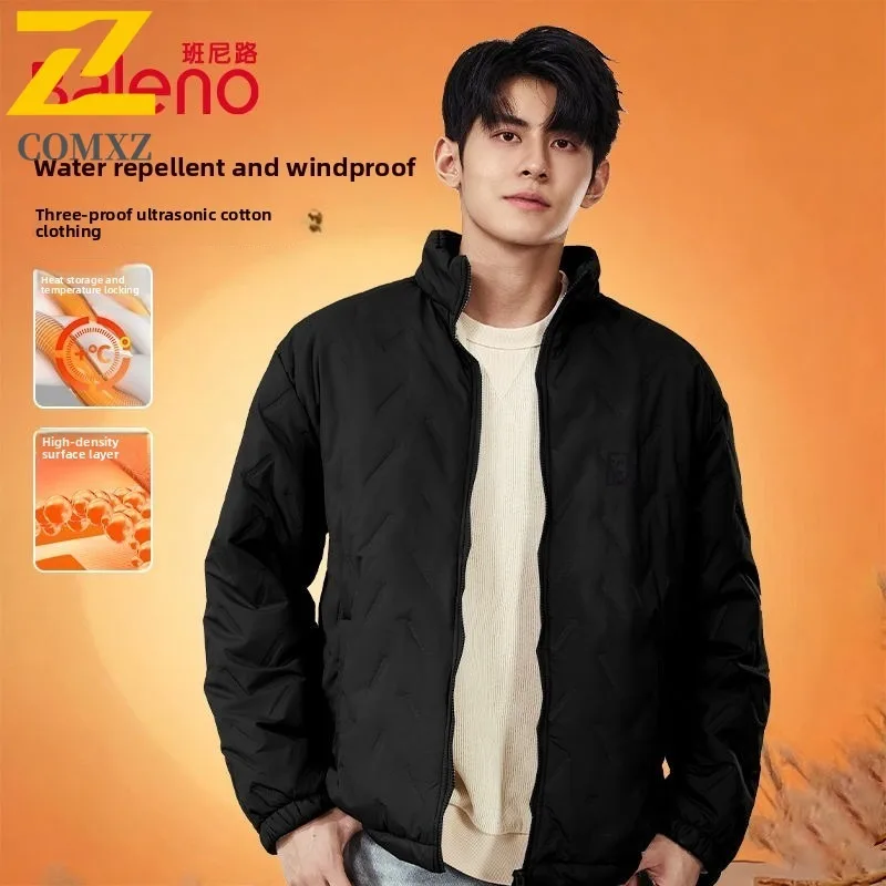 

COMXZ мужские зимние куртки с воротником-стойкой, уличная теплая дорожная хлопковая стеганая куртка для путешествий, зимняя прогулка, толстое дизайнерское стеганое пальто