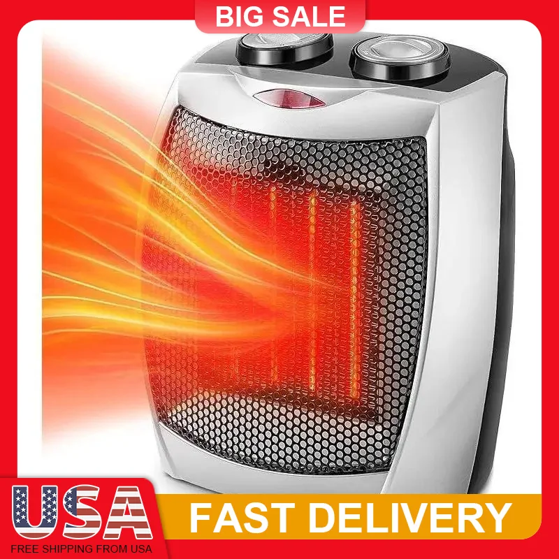 

Portable Ceramic Space Heater 1500W 3 Settings Quiet Desktop Heater with Overheat Protection for Office Bedroom Home