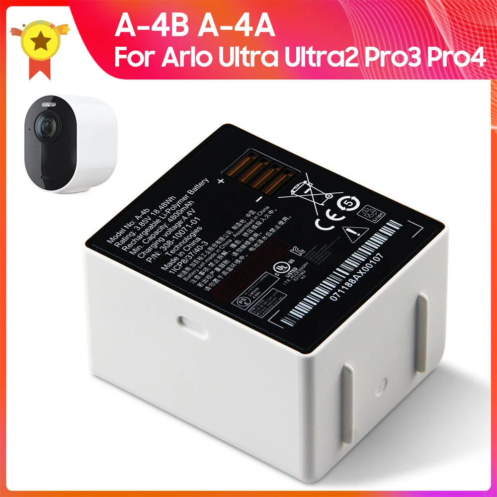 

Replacement Battery A-4B A-4A For Arlo Ultra 2 Pro 3 Pro 4 Rechargeable Camera Battery 4800mAh