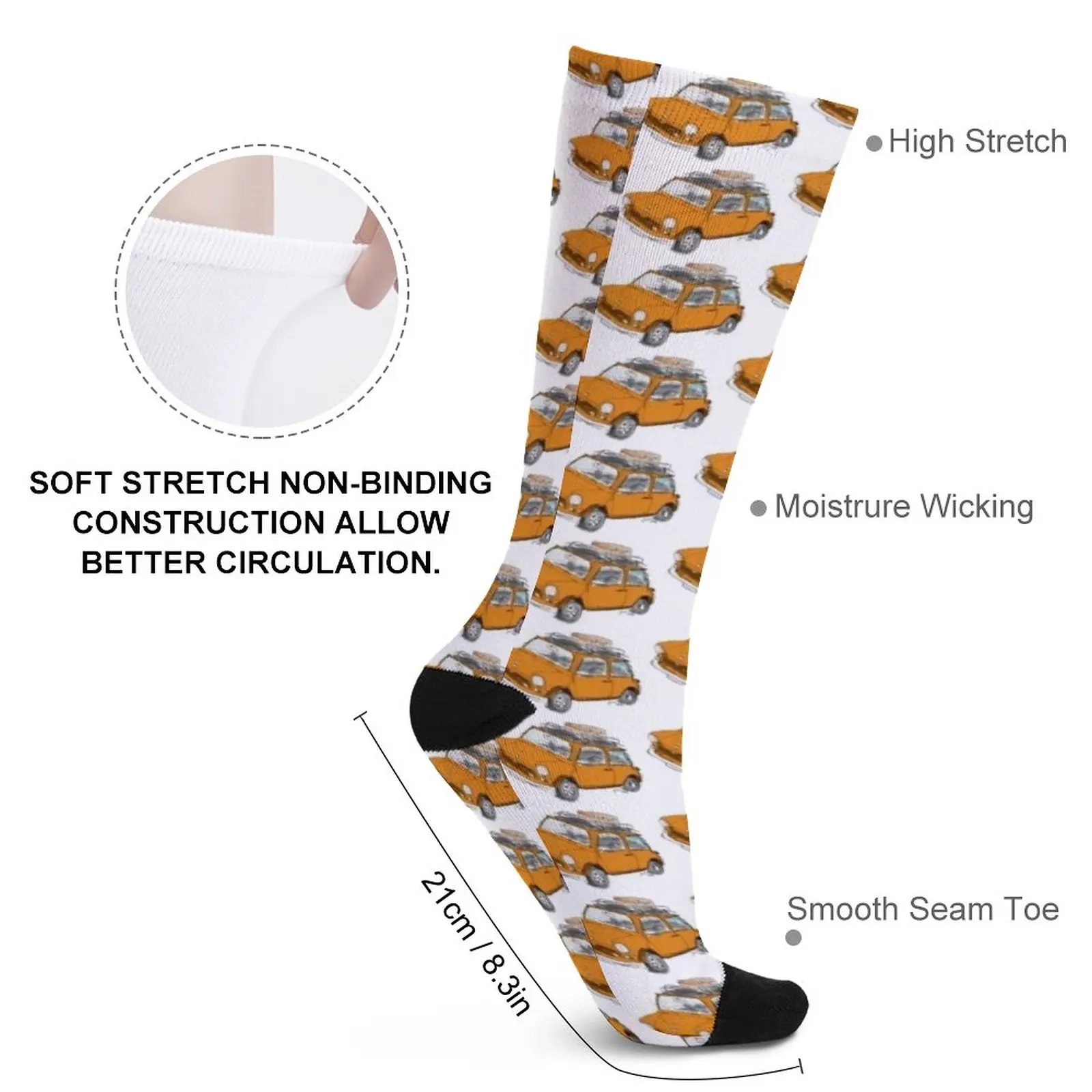 Mini CAR Orange Socks socks designer brand essential hockey Sports socks