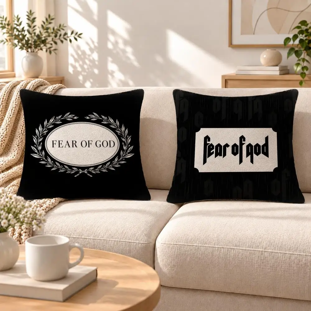 Brand Fear of God Cushion Cover Soft Short‑Plush Pillowcase, Sofa Bedroom Home Decor, Holiday Gift