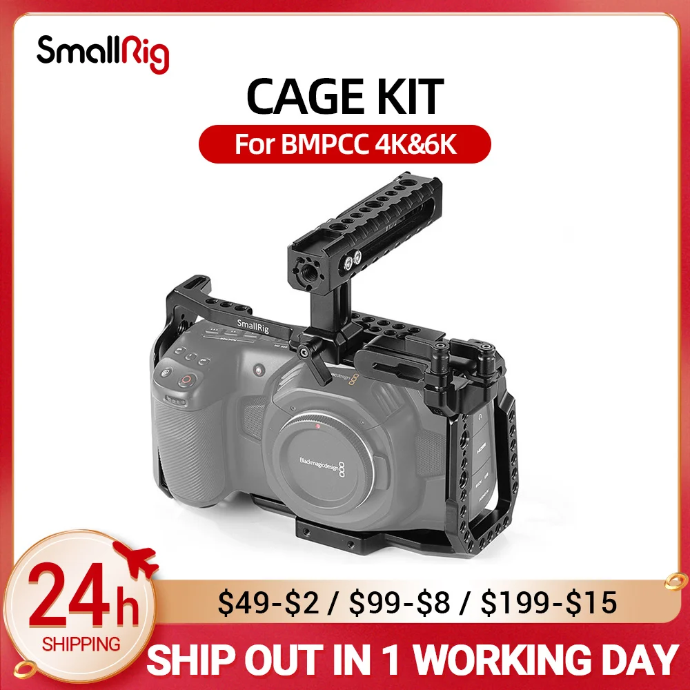 SmallRig BMPCC 4 K Cage Kit for Blackmagic Design Pocket Cinema Camera 4K BMPCC 4K / BMPCC 6K Comes with Nato Handle SSD Mount