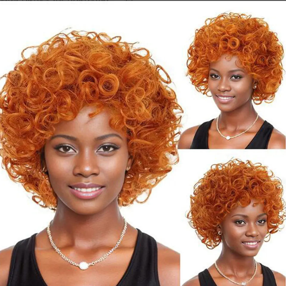 Krullend Pruik Rood Oranje Voor Vrouwen Kostuum Kort Roodachtig Oranje Pluizig Synthetisch Haar Pruiken Voor Vrouwen Cosplay Halloween Party Haar