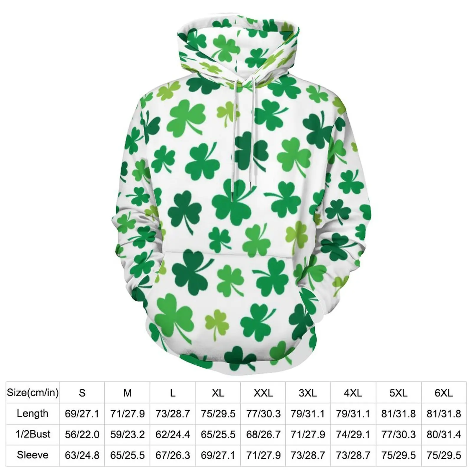 Irish Shamrock Themed Casual Hoodies St Patricks Day Pullover Hoodie Couple Long-Sleeve Harajuku Design Loose Oversized Clothing