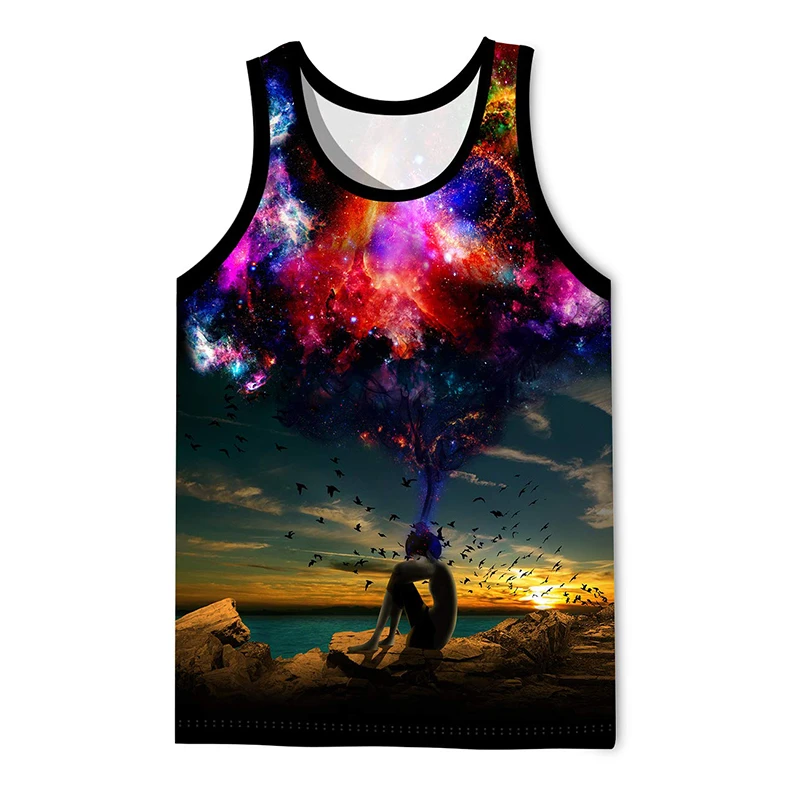 3D Painting Graffiti Printed Tank Top Gym Clothing Men Summer Streetwear Basketball Vest Quick Drying Sleeveless Tshirt y2k Tops