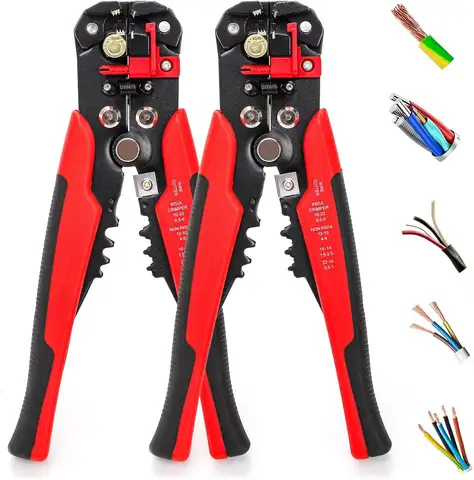 Bomurph 조정 와이어 스트리퍼 커터, 3 in 1 와이어 스트리핑 도구, 전기 와이어 스트리핑, 케이블 절단, 압착 도구