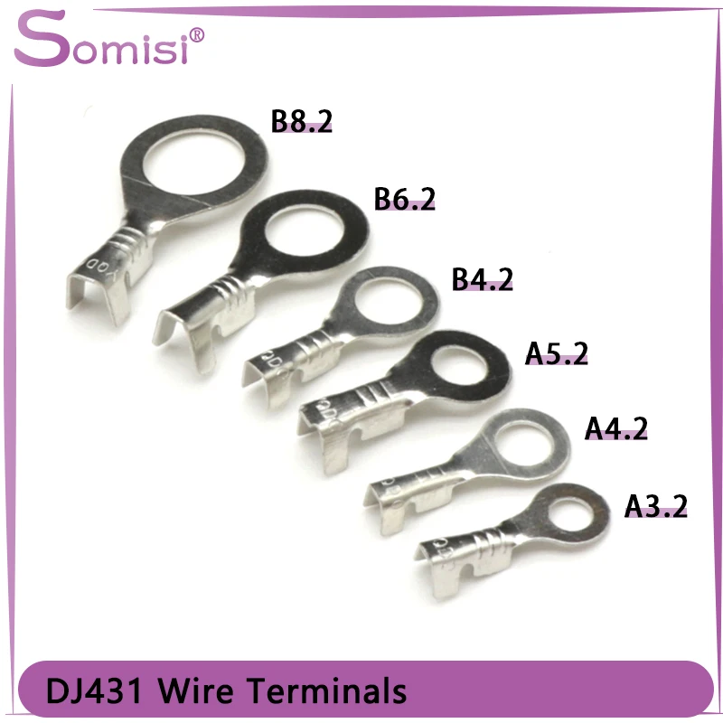 10/50pcs DJ431 A3.2 A4.2 A5.2 B4.2 B6.2 8.2 Wire End Lug Terminal O Ring Bare Copper Press Circular Splice Crimp Cable Connect