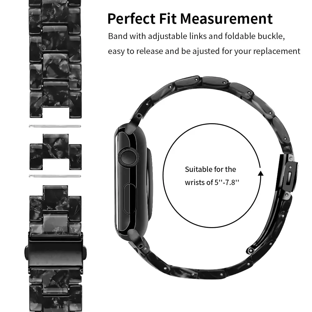 Resin Strap for Apple Watch Ultra Band 46mm 40mm 41mm 42mm 44mm 45mm 49mm Stainless Steel Buckle iwatch Series 9/8/SE/6/5/4/10/7