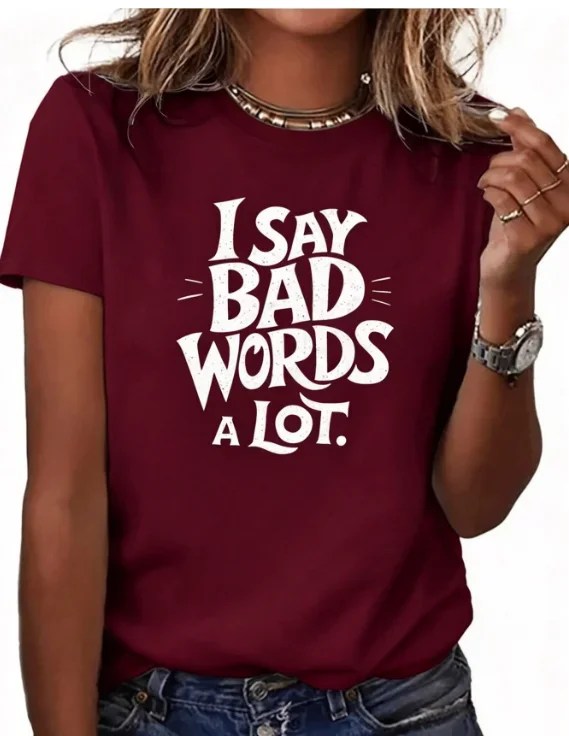 2026 Fashion New Humorous Print T-Shirt Women Versatile Top For Spring Summer Autumn Wardrobe Casual Basic Top Tee