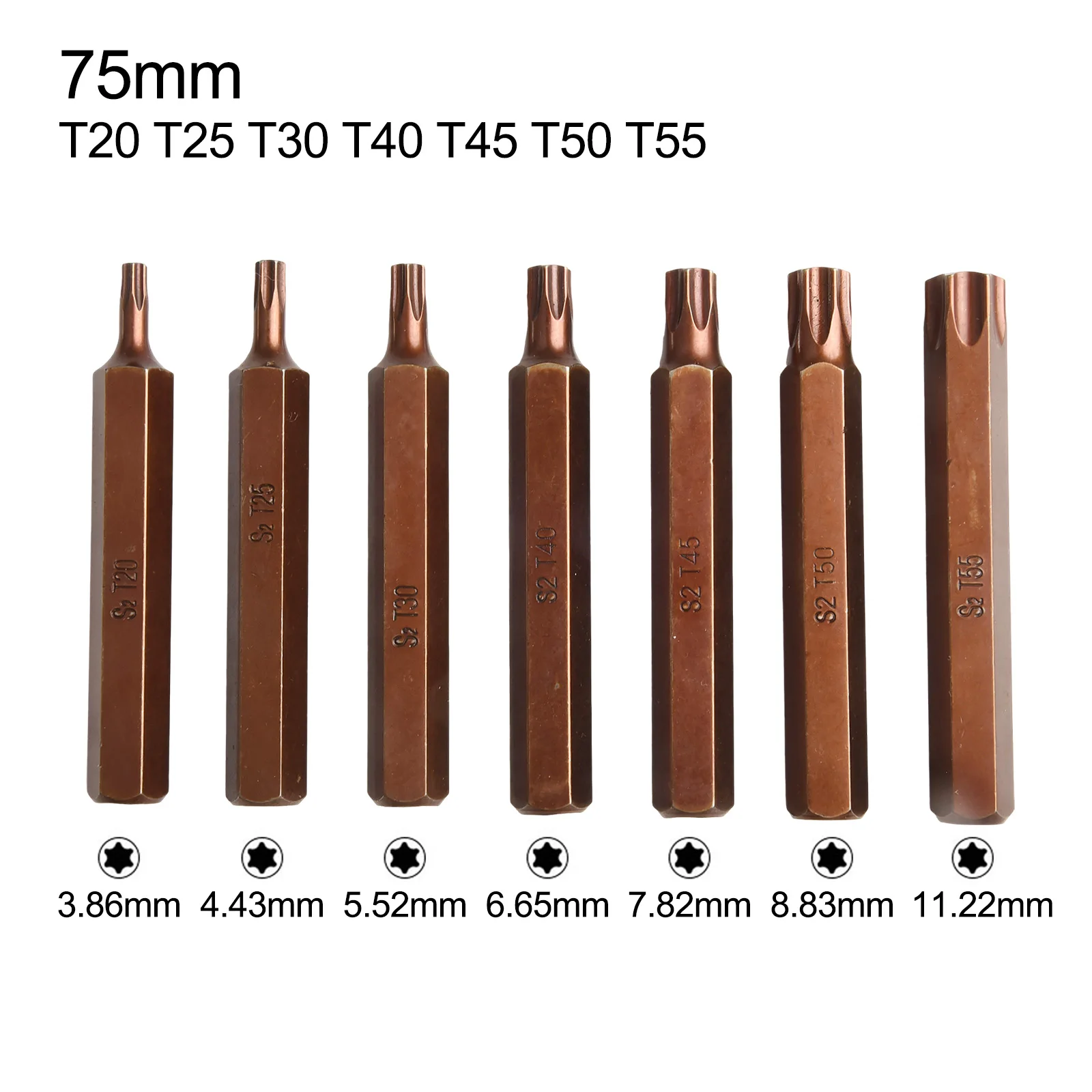 

7pcs Hex Screwdriver Bit Sleeve Batch Head Alloy Steel T20-T25 Star Screwdriver Bit 10mm Hex Shank Screw Driver Hand Tool