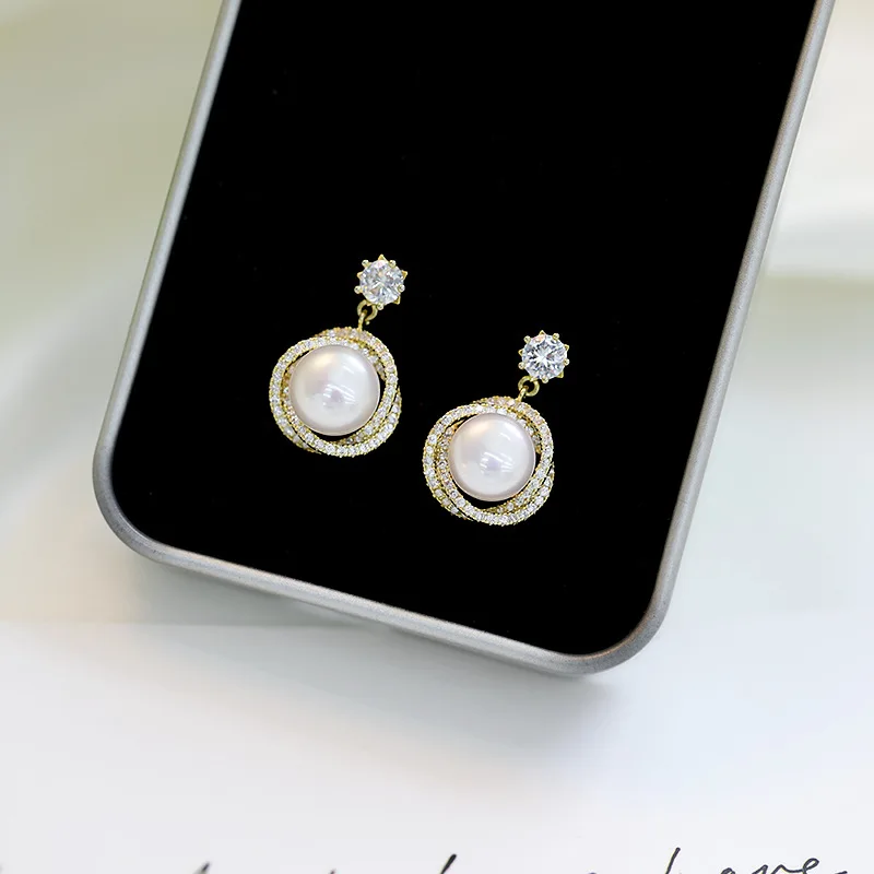 

S925 Silver Needle French Natural Pearl Earrings Minimalist New Short Earrings Women'S Style Jewelry