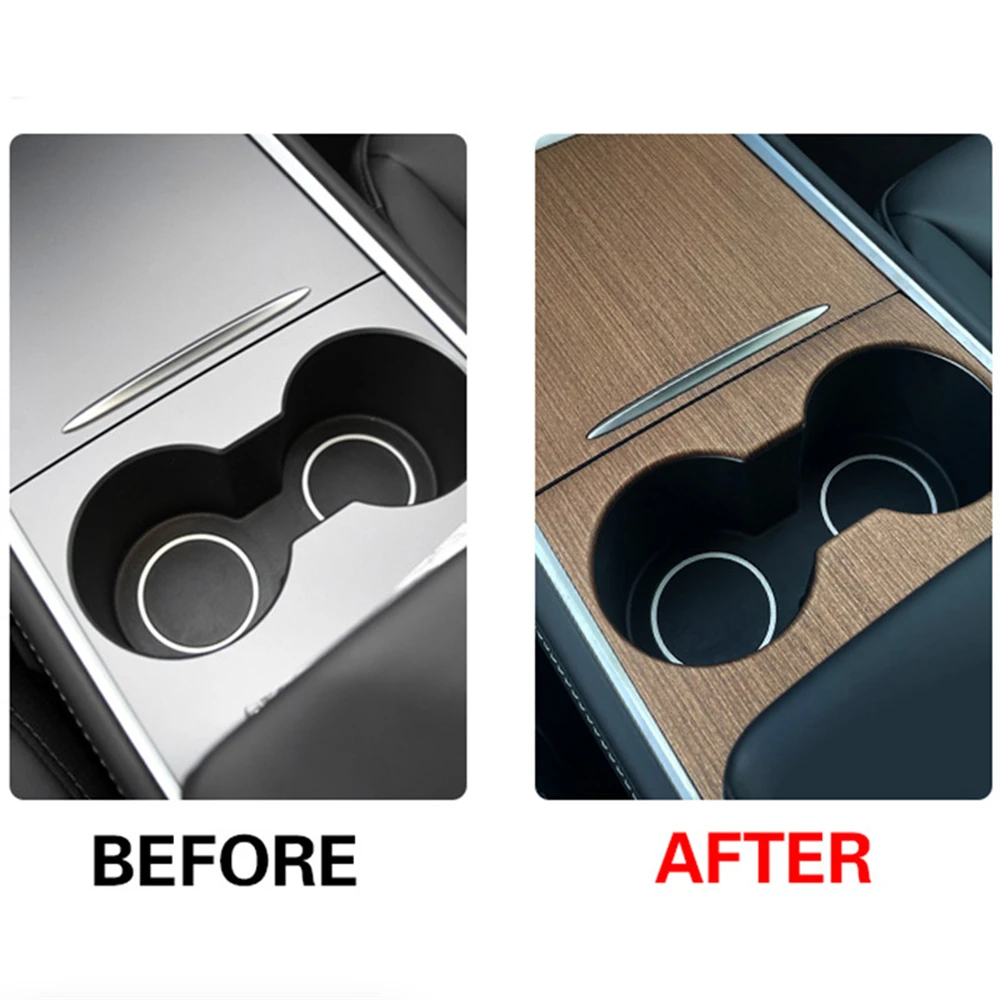 

for Tesla Model Y Car Central Control Panel Wood Grain Sticker for Tesla Model 3 2021 Interior Protective Accessories