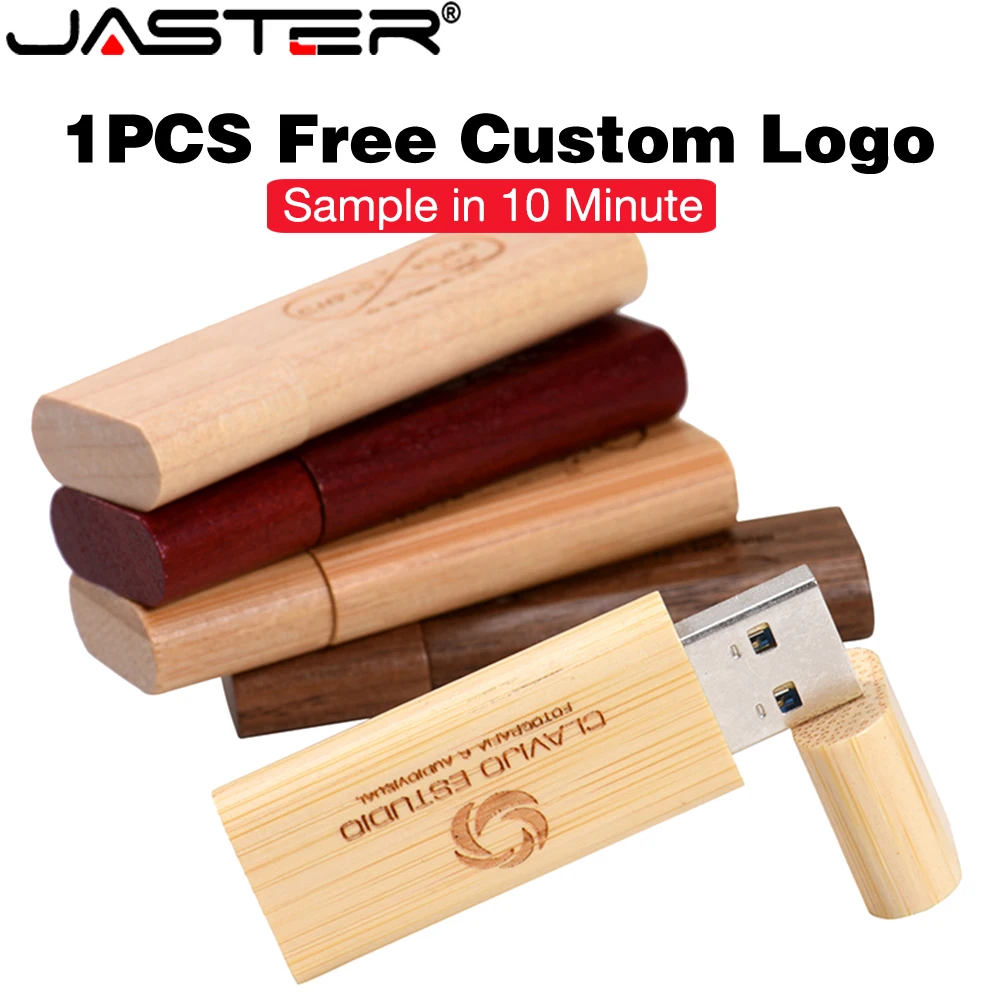 JASTER Free Custom Logo USB 3.0 Flash Drive 128GB Wooden Shell Memory Stick 64GB Laser Custom Pen Drive 32GB Creative Pendrive