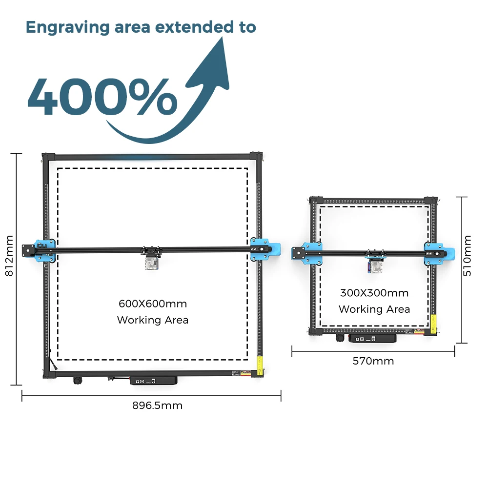 Laser Engraver Expansion kit DIY Desktop Laser Engraving Aluminum Profile Frame 400/600mm Upgrade Kit For TTS-55 Pro TTS-10 Pro