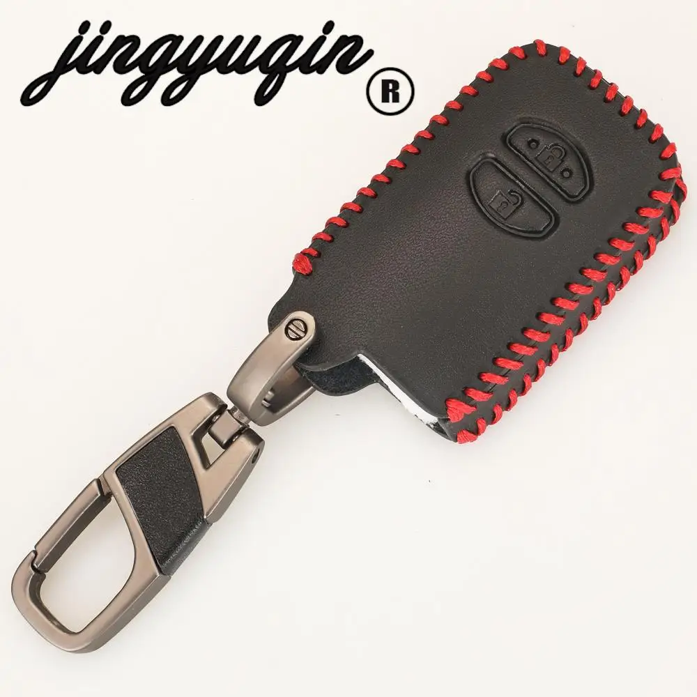 jingyuqin 2 Buttons Remote Leather Car Key Case For TOYOTA Aqua Prius Wish  Prius Alpha Ractis 2009 2010 2011 2012 2013 2014